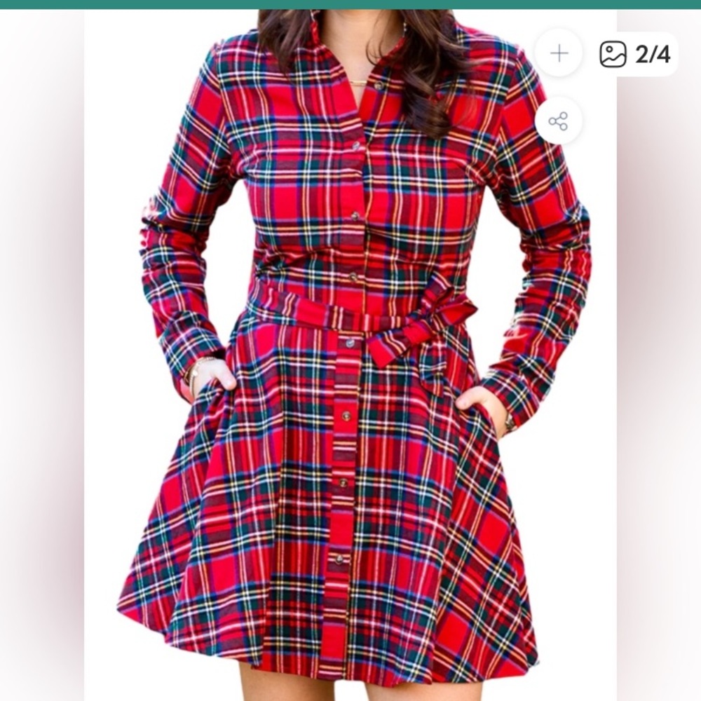 Kiel James Patrick KJP Winter Spice Flannel Dress Holiday Christmas Medium